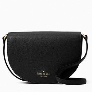 New Kate Spade Luna Crescent Crossbody bag Leather Black